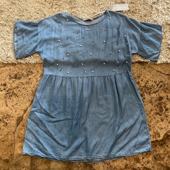 Pistache thin blue denim dress made in Italy - Picture 1 of 5